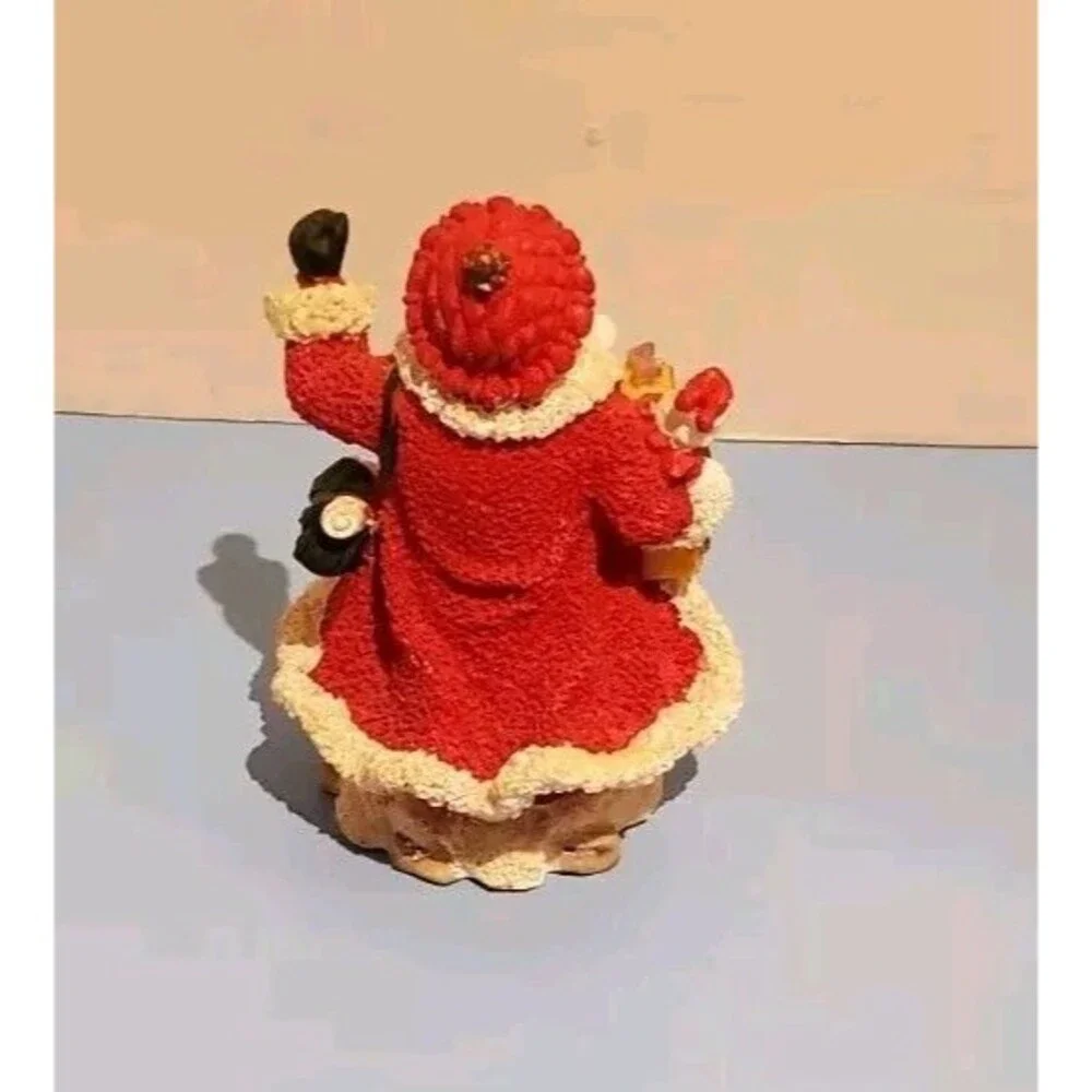 K's Collection Santa Claus Christmas Figurine Holding Toys & Standing Snow Vtg